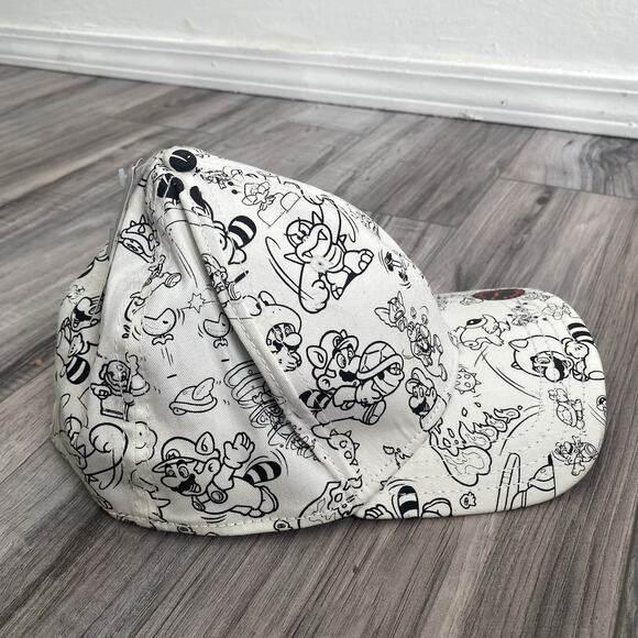 2010 Nintendo Super Mario Bioworld Bros All Over Print Fitted Baseball Cap 14+ - Picture 5 of 11